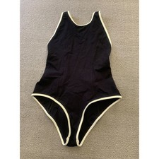 LISA MARIE FERNANDEZ W SIZE 3 THE CRISS-CROSS MAILLOT BLACK & CREAM CREPE