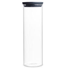 Brabantia Bocal en Verre Empilable avec Couvercle Gris Boîte Conservation  1,9 L