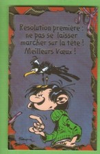 FRANQUIN postcard 9 x 13 cms drawing Gaston Lagaffe HAPPY YEAR wishes