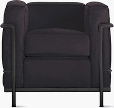 Vintage Cassina LC2 armchair in black leather and black frame with stamp