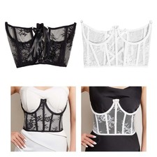 Corset en dentelle ceinture large, corset à lacets désossé, serre-taille