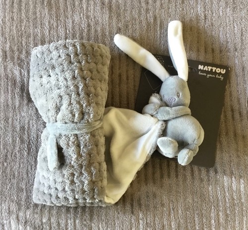Doudou lapin couverture gris - doudou,