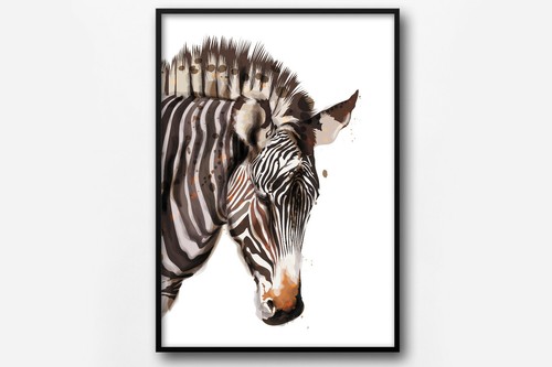 Affiche motif zèbre peinture - zèbre,