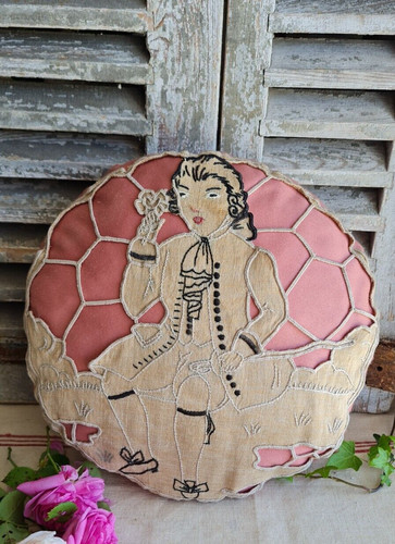 Ancien coussin broderie - ancien,