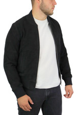 Veste Sandro Monaco Homme Petite En Daim Cuir Bomber Zippée Complète Noire