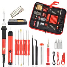 26Pcs 60W Multifunctional Electric Solder Iron Kit Screwdriver Desoldering Pump 