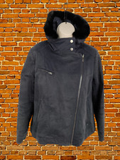 WOMENS COMPTOIR DES COTONNIERS SIZE 36 UK 8 NAVY FLEECE LINER HOODED JACKET COAT
