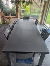table de jardin extensible en alu et verre