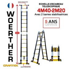 Echelle-escabeau télescopique double fonction 4m40/2m20 Garantie 5 ans
