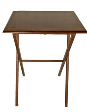 Vintage ARTEX Wooden Folding TV Tray Snack Serving Table with Rolling Stand