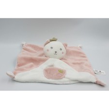 Doudou plat chat rose blanc