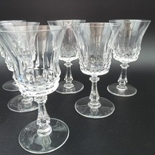 VAL SAINT LAMBERT - 6 CRYSTAL WHITE WINE GLASSES SENLIS model 14.5cm
