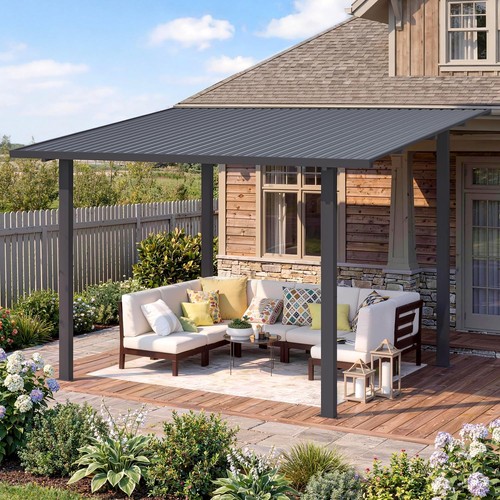 Metal hardtop lean gazebo - metal,