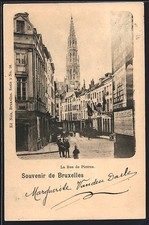 Old postcard Brussels, La Rue de Pierres 1900 