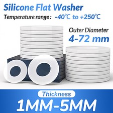 1MM-5MM THICK WHITE SILICONE HIGH TEMP FLAT RING RUBBER WASHER SEAL GASKETS