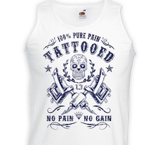 Débardeur TATTOOED - PURE PAIN  - Tattoo Tatouage Dermographe Old School  Marcel