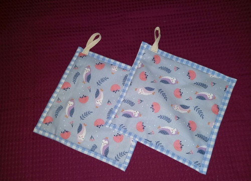 Maniques tissu chouettes - 2,