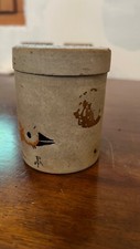 petit pot en ceramique vintage signé oiseau coq poule