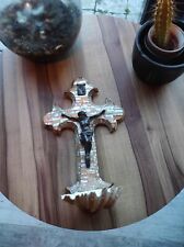 Mother of Pearl and Shell Marquetry Crucifix / Blessing Bowl