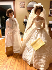 Franklin Jacqueline Kennedy 16” Porcelain Heirloom Portrait Dolls Bride/Evening 