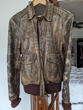 Mens Brown Patina Leather Jacket - Size M
