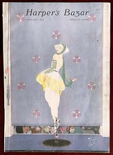 Harper's Bazaar Bazar Original Cover Only ~ January 1919 ~ Erte Spring Fashions