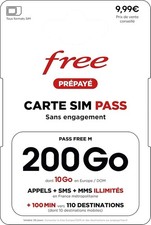 Carte SIM prépayée - Puce Free Appel + SMS + MMS Illimités 200Go DATA Internet
