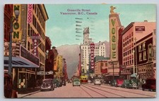Vancouver British Columbia Granville St Vogue Orpheum Postcard BC Posted 1949