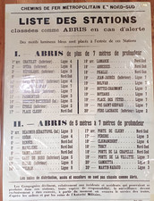 WW1 AFFICHE PARIS STATIONS METRO CLASSES COMME ABRIS