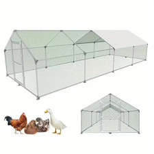 Poulailler Enclos Métal Extérieur Toit Anti-UV Porte Clôture Poules Animeaux