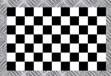 FEUILLE DAMIERS RACING 15cmX10cm COURSE NOIR & BLANC AUTOCOLLANT STICKER (DA125)