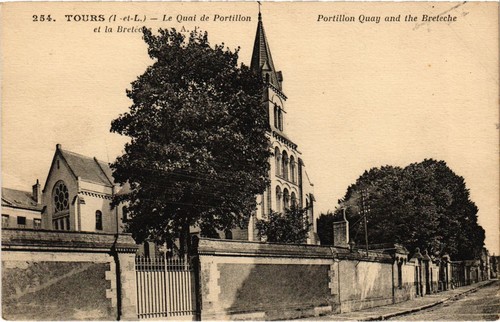 Old postcard tours quai - postcard,
