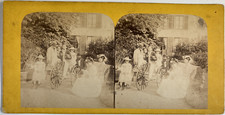 Kids & a Bike, Vintage Print, ca.1880, Stereo Vintage Print, D&#0 Print