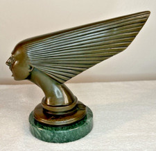 Art Deco Bronze Citroen Victoire Car Mascot Sculpture Marble Base, Garanti Paris