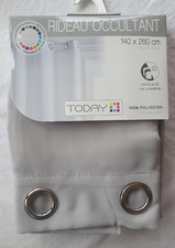 Rideau occultant gris zinc prêt à poser neuf 140x260 cm Marque Today