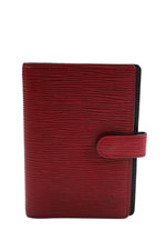 Louis Vuitton Womens Epi Leather Snap Closure Card Slot Agenda Wallet Red