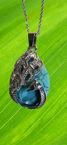 Pendentif paon turquoise et - pendentif,