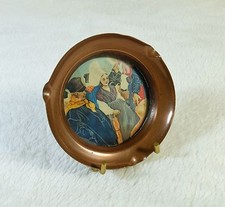 Copper ashtray and polychrome background with Breton decoration LECELLIER VILLEDIEU