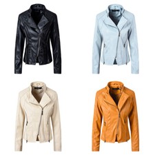 Femmes Veste Simili Cuir Moto