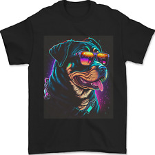 A Cool Rottweiler With Glasses Dog Mens T-Shirt 100% Cotton