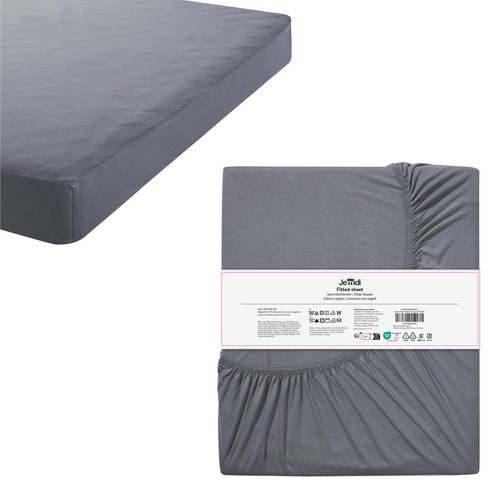 Drap housse 140x200 coton gris - housse,