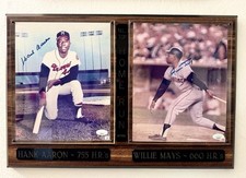 Hank Aaron & Willie Mays Signed Auto 8x10 Baseball Photo JSA Cert Custom Plaque