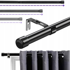 Tringle Rideau Modulaire Chambre Salon Acier Noir Pliable 76-198cm