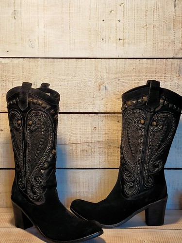 Bottes santiags coralblue daim - bottes,