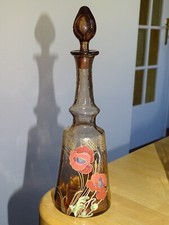 LEGRAS 1 ANTIQUE ART NOUVEAU POPPY ENAMEL GLASSWARE LIQUEUR DECANTER