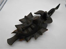 02 ) ART AFRICAIN : SCULPTURE / STATUE MASQUE HOMME EN BOIS SENEGAL / MALI ? 