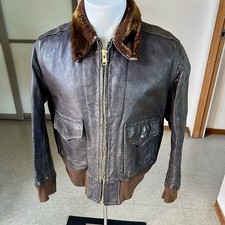 1940s Or 50s Vintage United Sportswear Horsehide Leather Bomber Jacket 42/44