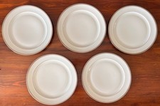 5 ASSIETTES PLATES PORCELAINE DE LIMOGES JAMMET SEIGNOLLES FILET PLATINE D 25 cm