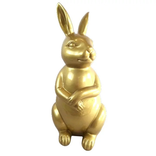 Statue lapin assis doré - doré, en