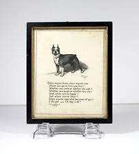 Antique 1932 BOSTON TERRIER BUZZA MOTTO PRINT Cecil Aldin Friendship Framed Poem